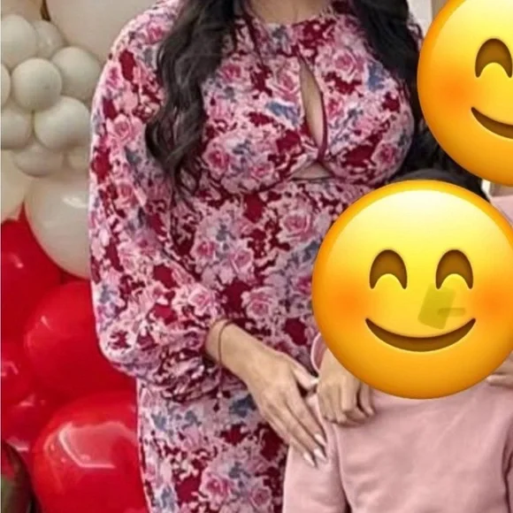 Lush Floral Maxi Dress in Pink and Red size medium - Picture 3 of 3